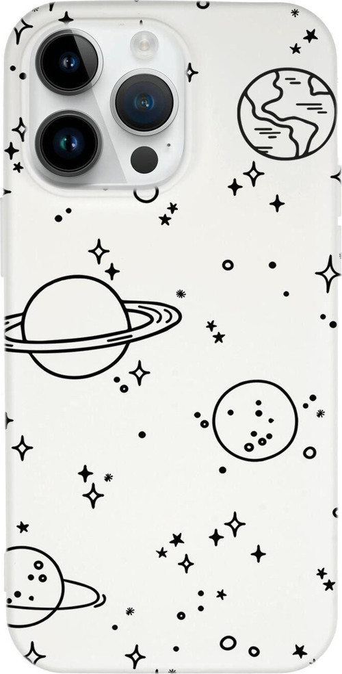 İphone 14 Pro Uyumlu Galaxy Desenli Premium Silikonlu Lansman Telefon Kılıfı
