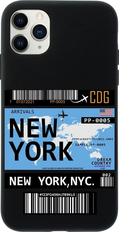 Iphone 11 Pro Max New York Bilet Tasarımlı Siyah Telefon Kılıfı