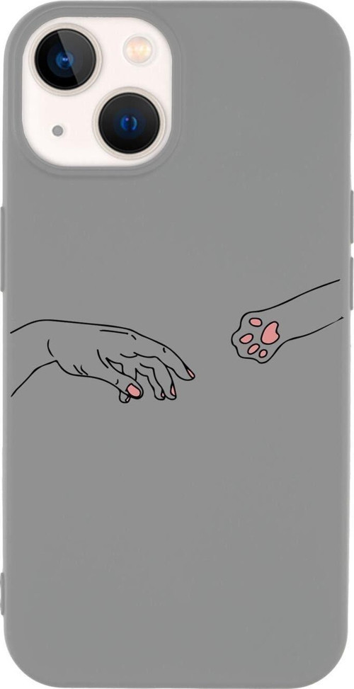 İphone 14 Uyumlu Hand And Paw Desenli Premium Silikonlu Lansman Telefon Kılıfı