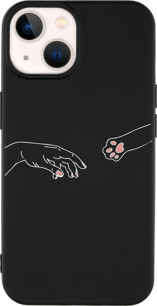 İphone 14 Uyumlu Hand And Paw Desenli Premium Silikonlu Lansman Telefon Kılıfı