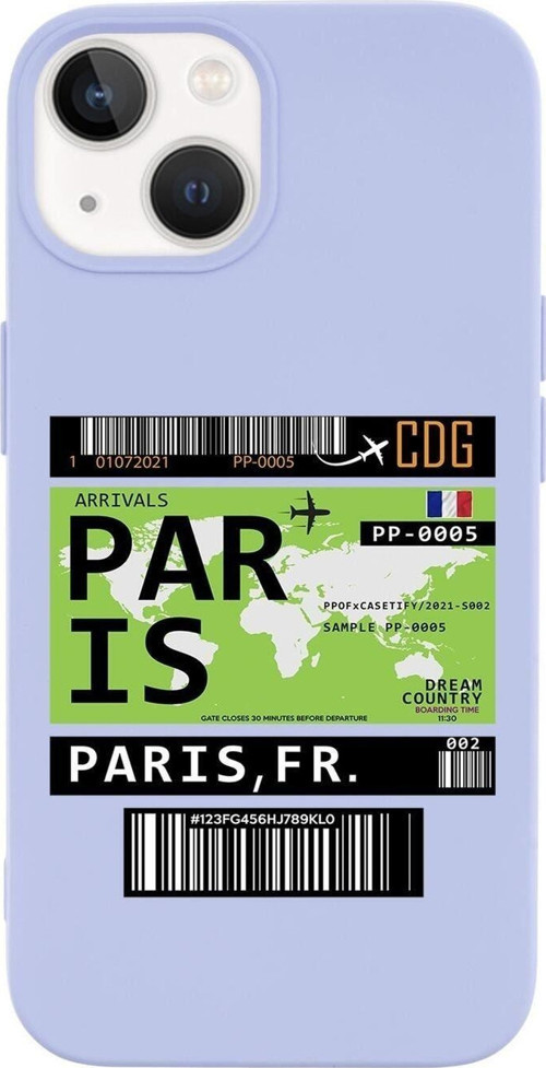 İphone 14 Plus Uyumlu Paris Ticket Desenli Premium Silikonlu Lansman Telefon Kılıfı