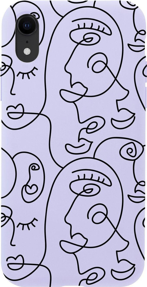 İphone Xr Face Art Premium Lila Lansman Silikonlu Kılıf