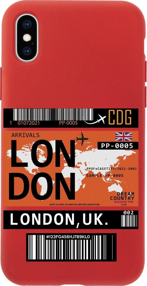İphone Xs Max London Bilet Tasarımlı Kırmızı Telefon Kılıfı