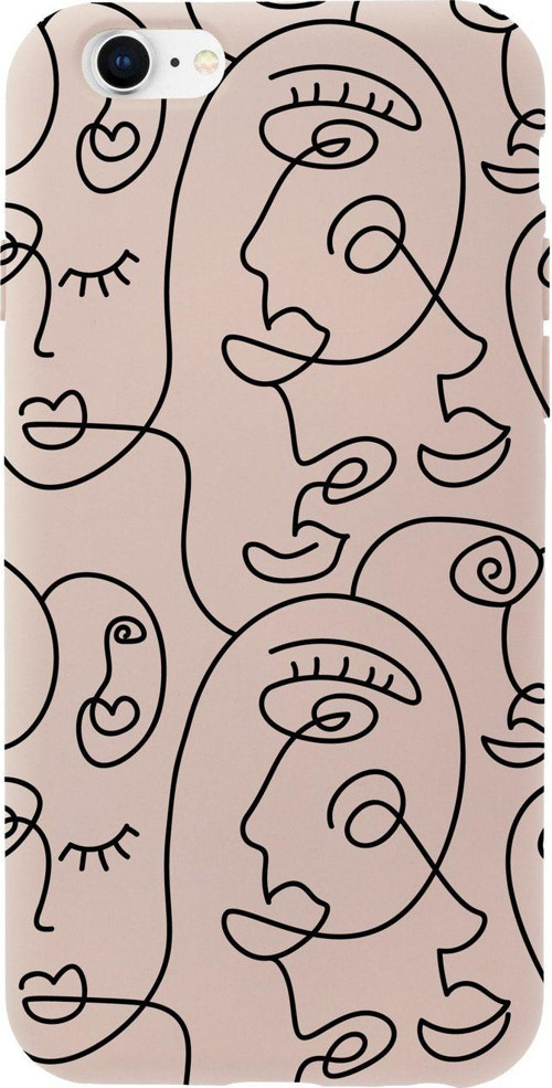 İphone 6 Plus Face Art Premium Pembe Lansman Silikonlu Kılıf