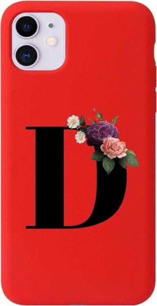 Iphone 11 D Harfli Kırmızı Telefon Kılıfı