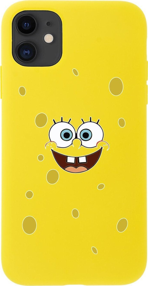 Iphone 11 Sponge Bob Tasarımlı Sarı Telefon Kılıfı