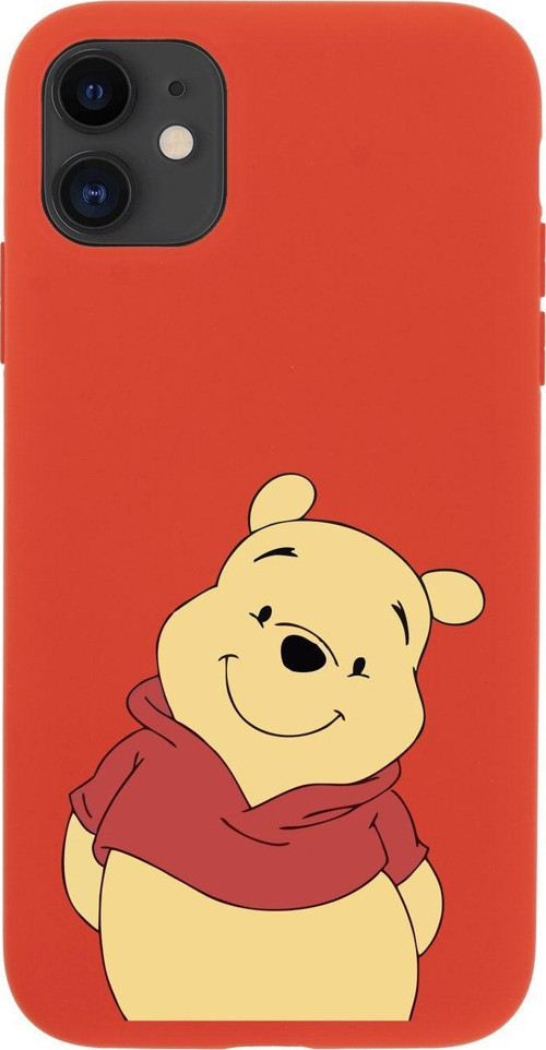 Iphone 11 Sevimli Winnie Pooh Tasarımlı Kırmızı Telefon Kılıfı