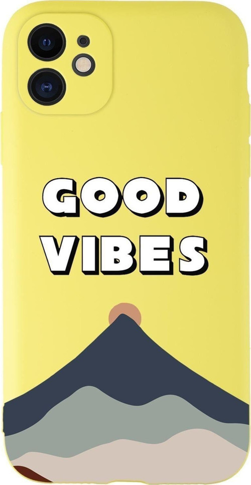 Iphone 11 Uyumlu Good Vibes Desenli Kamera Korumalı Lansman Kılıf Premium Silikonlu