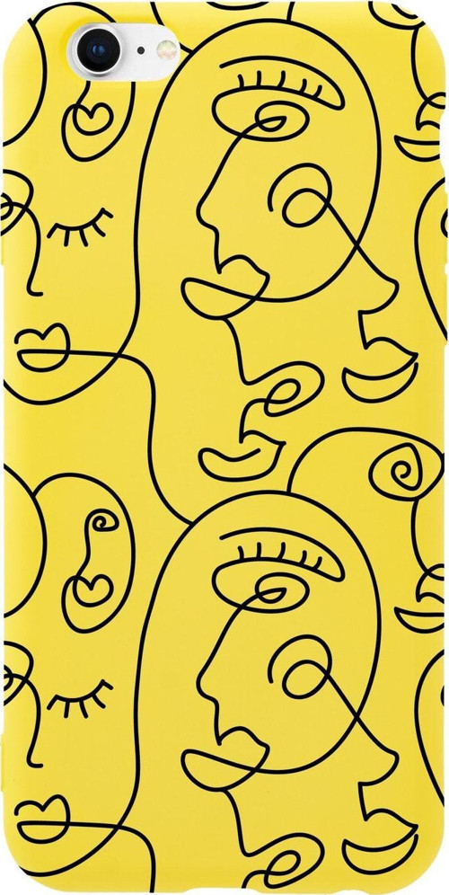 İphone 6S Face Art Premium Sarı Lansman Silikonlu Kılıf