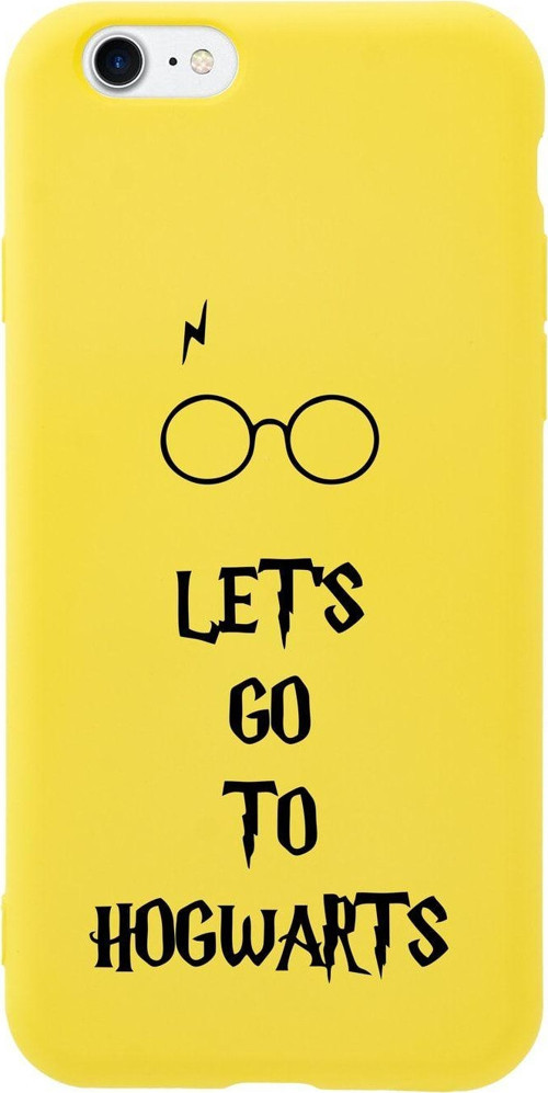 İphone 8 Uyumlu Let'S Go Hogwarts Tasarımlı Sarı Telefon Kılıfı