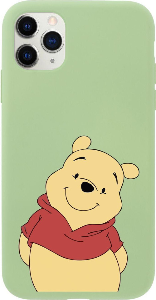 Iphone 11 Pro Max Sevimli Winnie Pooh Tasarımlı Yeşil Telefon Kılıfı