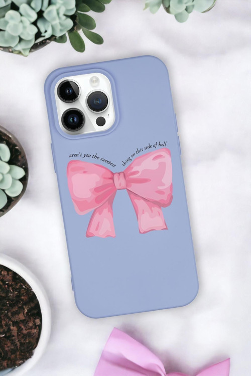 İphone 14 Pro Uyumlu Pembe Kurdele Premium Silikonlu Telefon Kılıfı