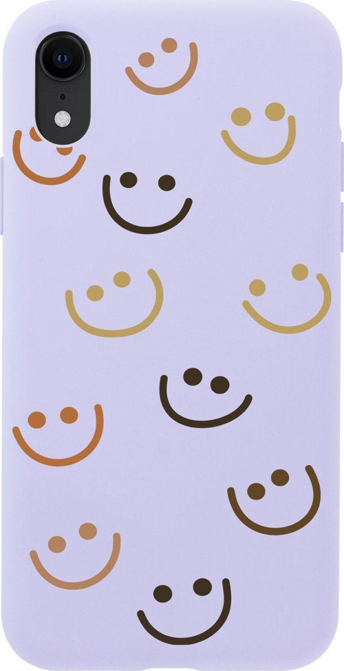 İphone Xr Smile Premium Silikonlu Lila Telefon Kılıfı