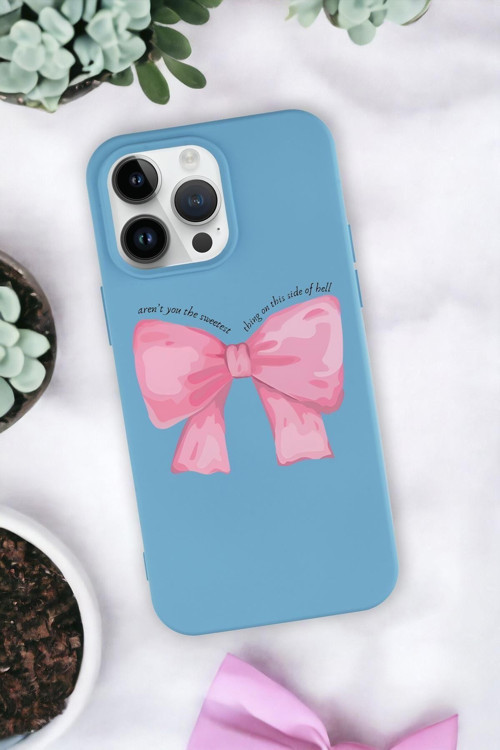 İphone 14 Pro Uyumlu Pembe Kurdele Premium Silikonlu Telefon Kılıfı