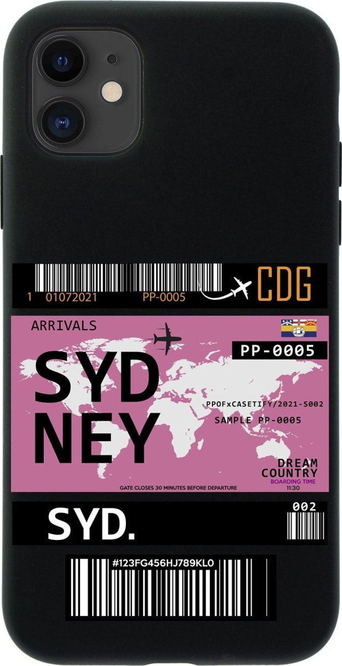 Iphone 11 Sydney Bilet Tasarımlı Siyah Telefon Kılıfı