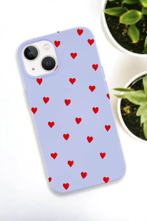 İphone 15 Uyumlu Sevimli Kalpler Desenli Premium Silikonlu Telefon Kılıfı