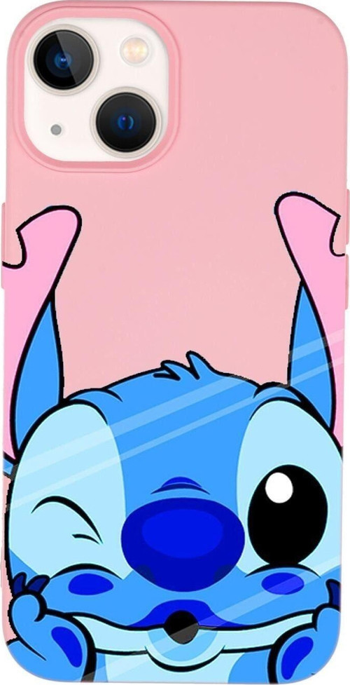 İphone 14 Plus Uyumlu Stitch Desenli Premium Silikonlu Lansman Telefon Kılıfı
