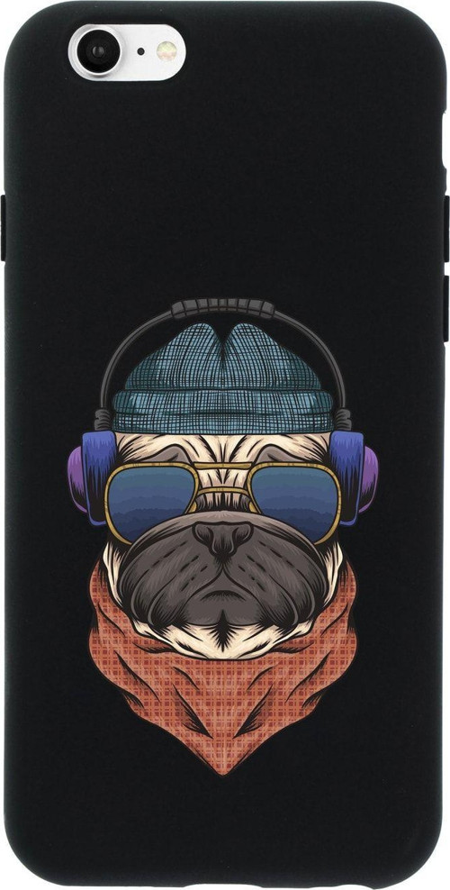 İphone 6S Pug Premium Siyah Lansman Silikonlu Kılıf