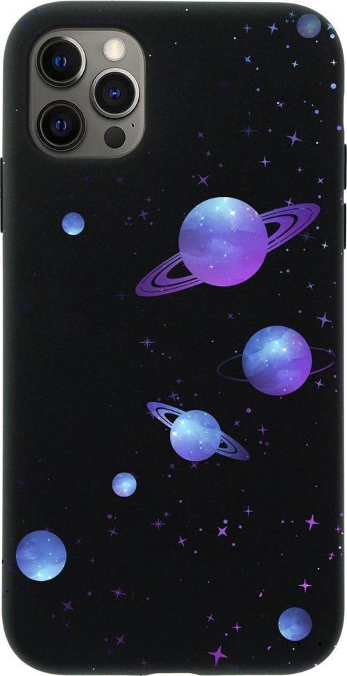 Iphone 12 Pro Max Galaxy And Stars Premium Siyah Lansman Silikonlu Kılıf