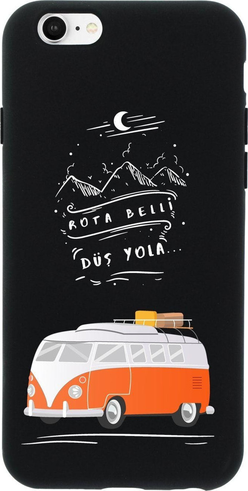 İphone 6S Rota Belli Premium Siyah Lansman Silikonlu Kılıf
