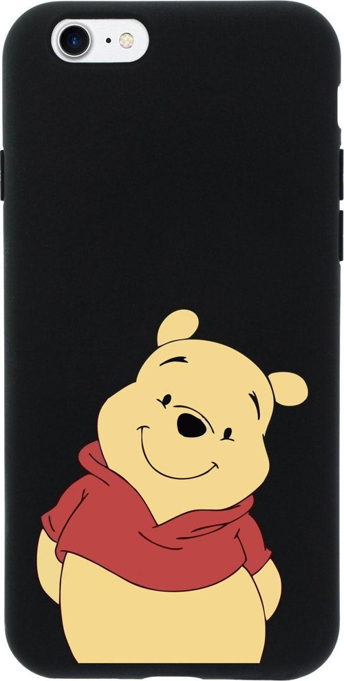 İphone 8 Sevimli Winnie Pooh Tasarımlı Siyah Telefon Kılıfı
