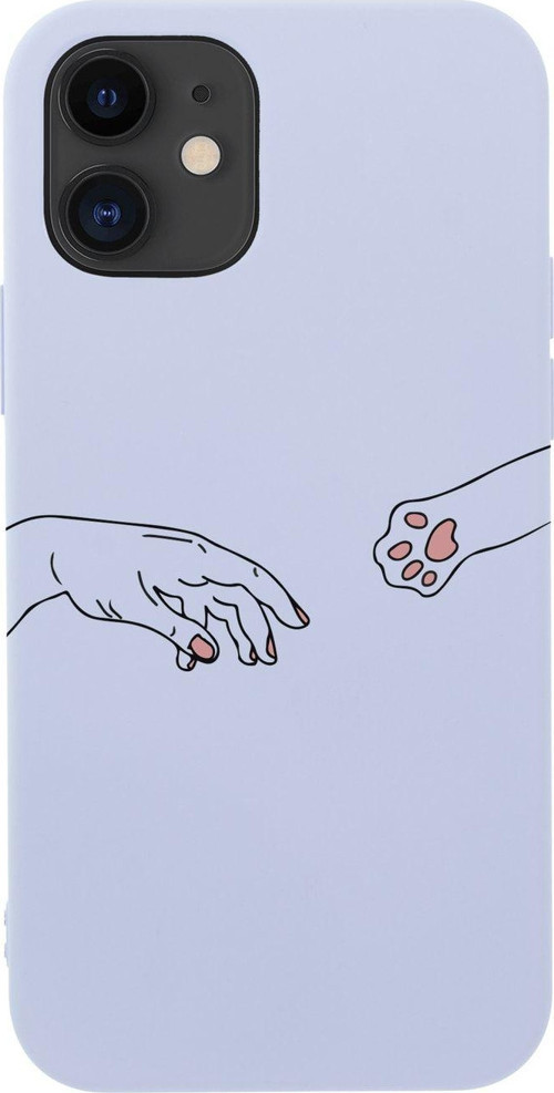 İphone 12 Hand And Paw Premium Silikonlu Lila Telefon Kılıfı