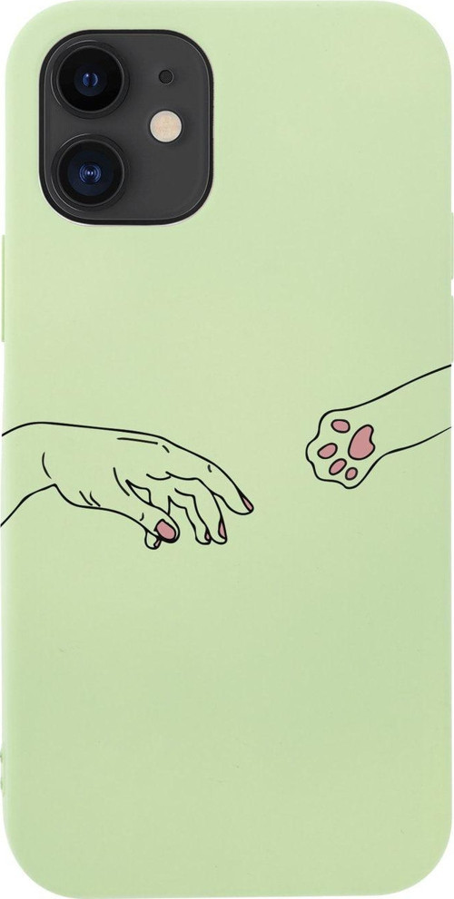 İphone 12 Hand And Paw Premium Silikonlu Yeşil Telefon Kılıfı