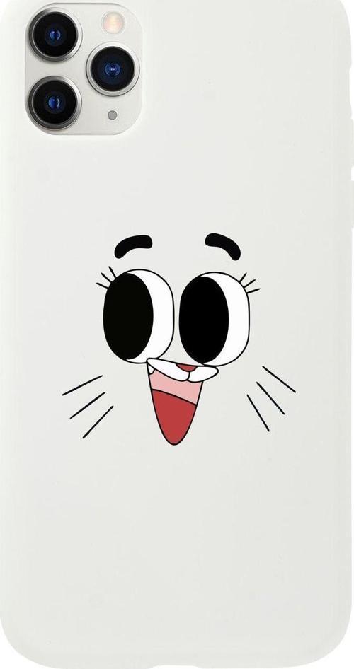 Iphone 11 Pro Max Gumball Tasarımlı Beyaz Telefon Kılıfı