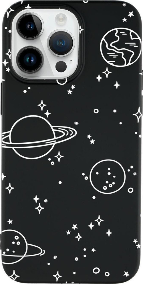 İphone 14 Pro Uyumlu Galaxy Desenli Premium Silikonlu Lansman Telefon Kılıfı