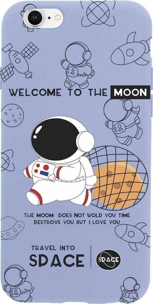 İphone 6S Sevimli Astronot Desenli Premium Silikonlu Telefon Kılıfı