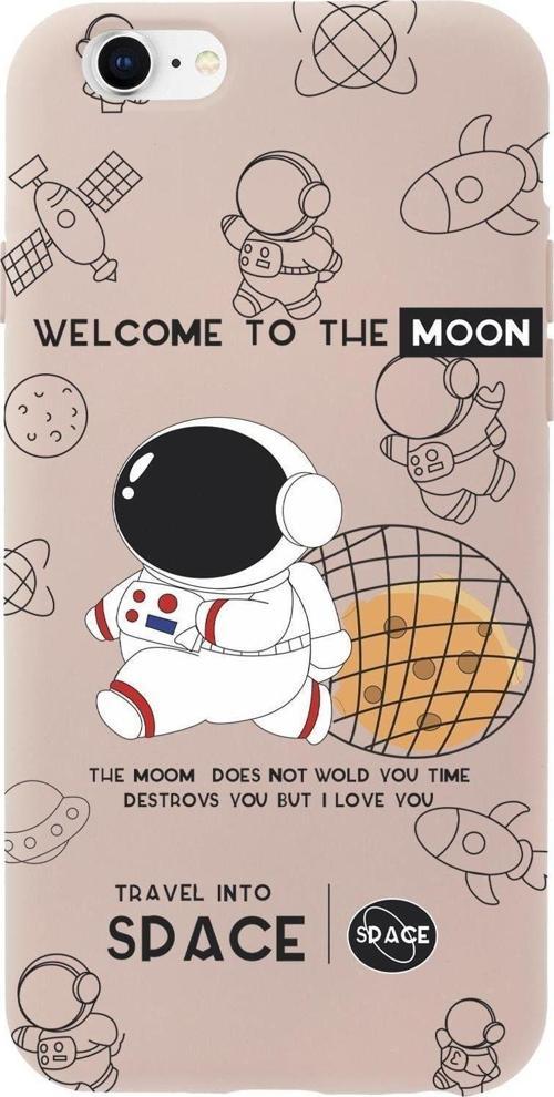 İphone 6S Sevimli Astronot Desenli Premium Silikonlu Telefon Kılıfı