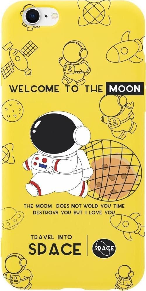 İphone 6S Sevimli Astronot Desenli Premium Silikonlu Telefon Kılıfı