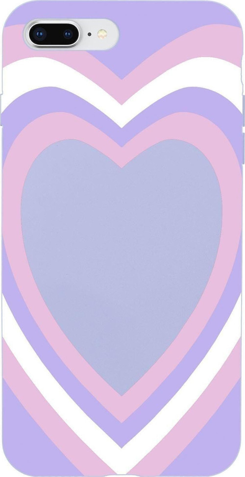 İphone 8 Plus Purple Heart Desenli Premium Silikonlu Lila Telefon Kılıfı