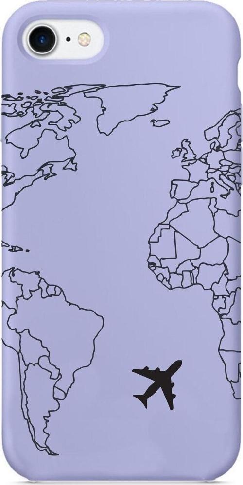 İphone 6 World Map Lines Lila Lansman Kılıf