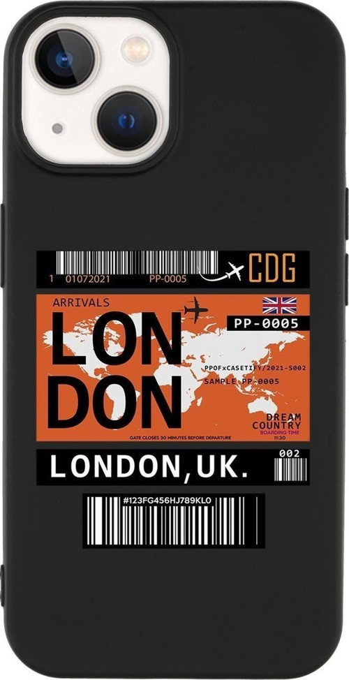 İphone 14 Plus Uyumlu London Ticet Desenli Premium Silikonlu Lansman Telefon Kılıfı