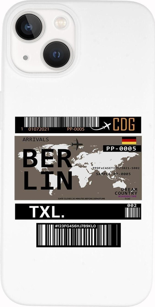 İphone 14 Plus Uyumlu Berlin Ticket Desenli Premium Silikonlu Lansman Telefon Kılıfı