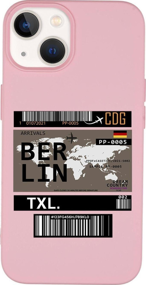 İphone 14 Plus Uyumlu Berlin Ticket Desenli Premium Silikonlu Lansman Telefon Kılıfı