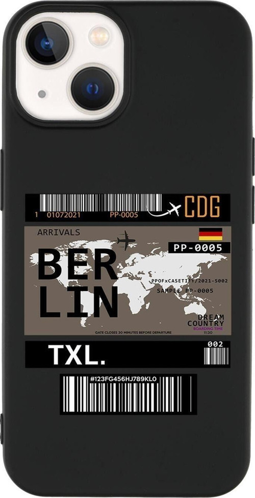 İphone 14 Plus Uyumlu Berlin Ticket Desenli Premium Silikonlu Lansman Telefon Kılıfı