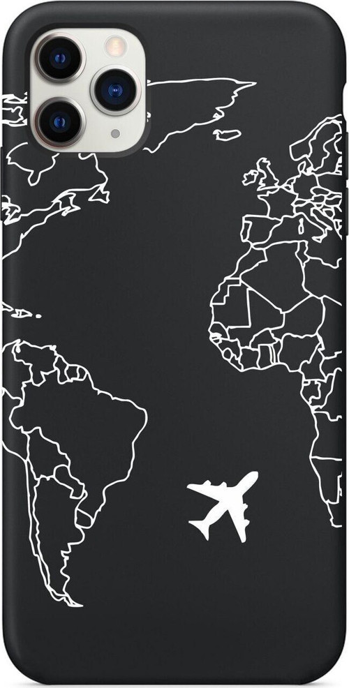 Iphone 11 Pro World Map Lines Siyah Lansman Kılıf