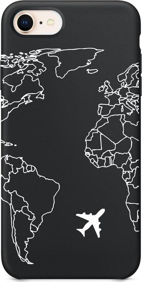 İphone 6 World Map Lines Siyah Lansman Kılıf
