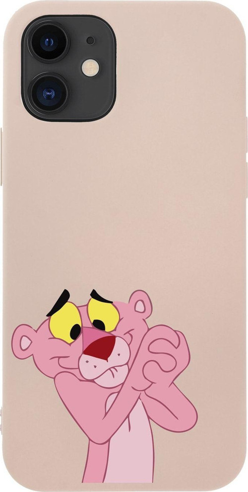 İphone 12 Pembe Panter Tasarımlı Pembe Telefon Kılıfı