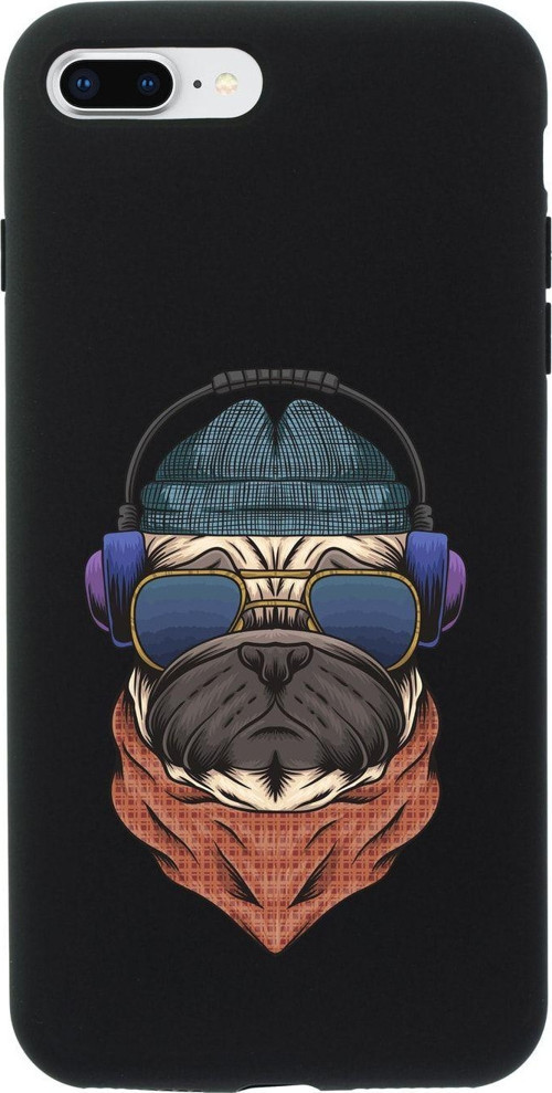 İphone 7 Plus Pug Premium Siyah Lansman Silikonlu Kılıf