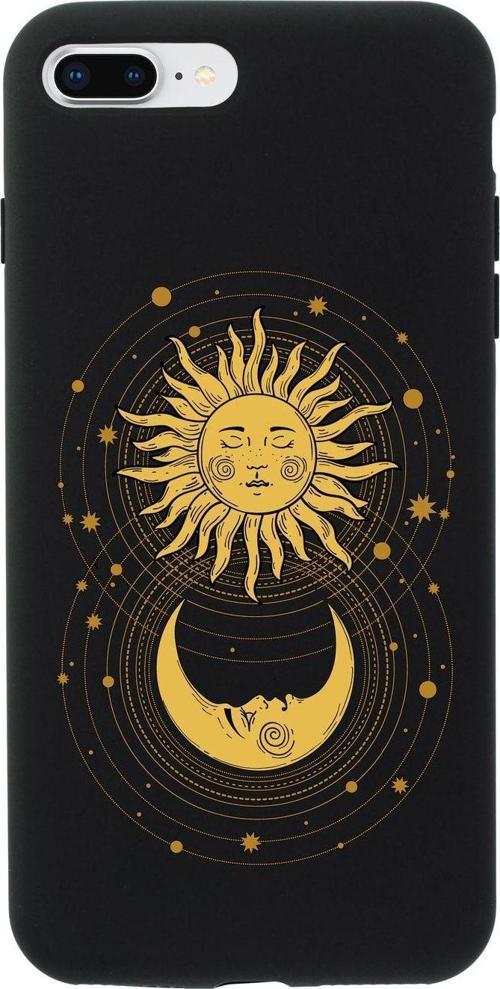 İphone 8 Plus Uyumlu Moon And Sun Premium Siyah Lansman Silikonlu Kılıf