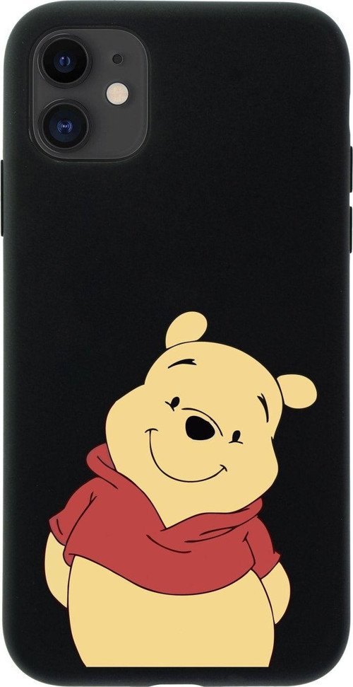 İphone 12 Sevimli Winnie Pooh Tasarımlı Siyah Telefon Kılıfı