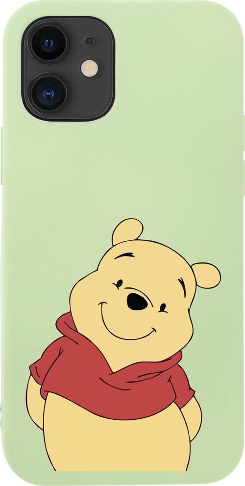 İphone 12 Sevimli Winnie Pooh Tasarımlı Yeşil Telefon Kılıfı
