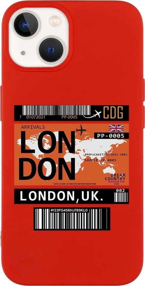 İphone 14 Plus Uyumlu London Ticet Desenli Premium Silikonlu Lansman Telefon Kılıfı