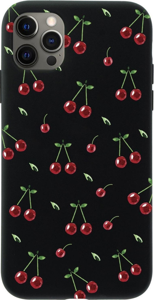 İphone 12 Pro Uyumlu Kiraz Desenli Premium Silikonlu Telefon Kılıfı