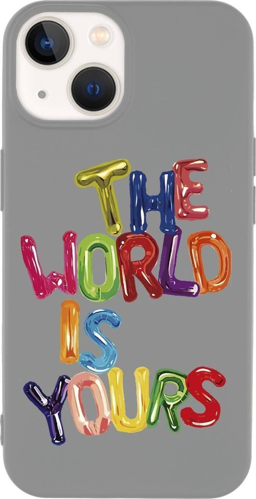 İphone 14 The World Is Yours Desenli Premium Silikonlu Telefon Kılıfı