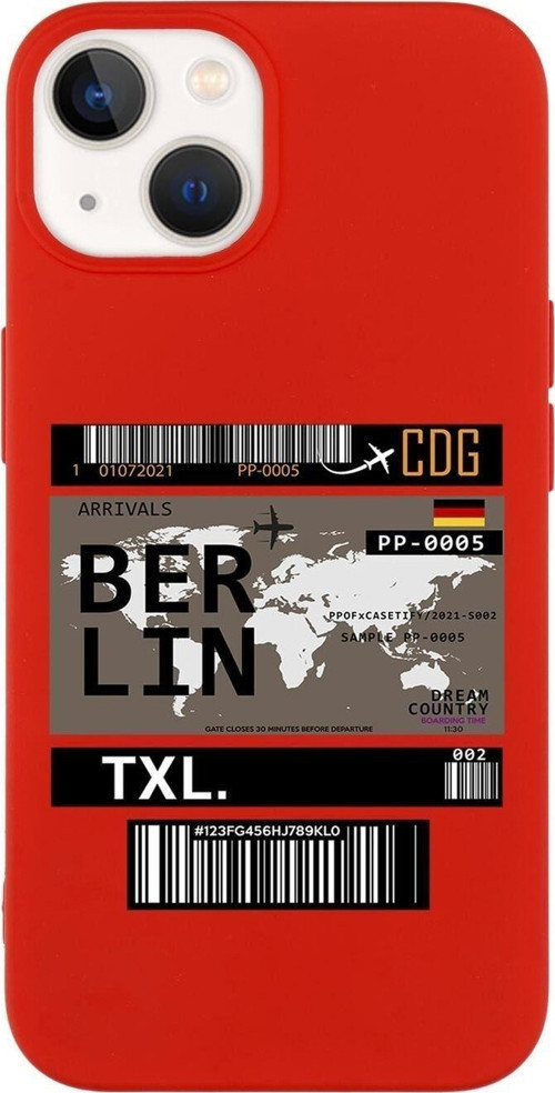 İphone 14 Plus Uyumlu Berlin Ticket Desenli Premium Silikonlu Lansman Telefon Kılıfı