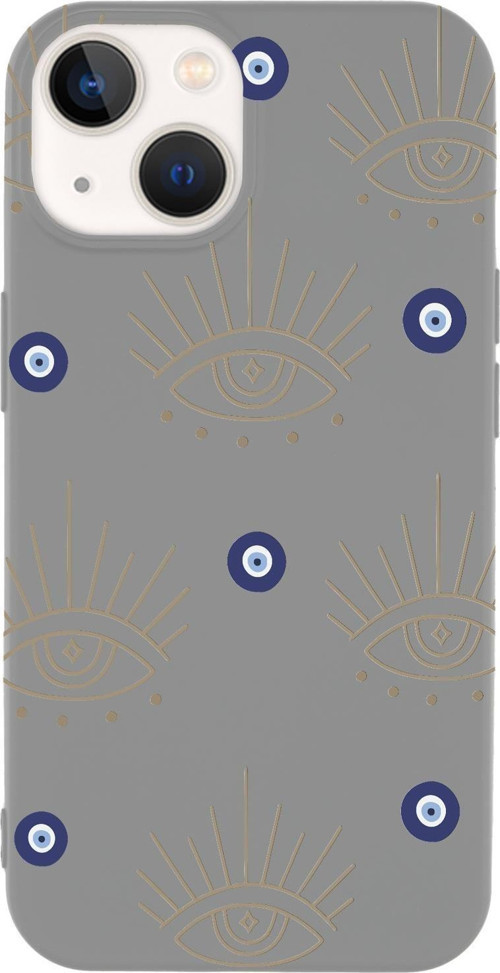İphone 14 Uyumlu Evil Eye Desenli Premium Silikonlu Telefon Kılıfı